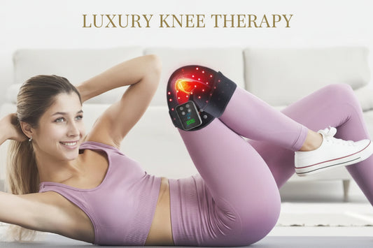 Rödljusterapi för armbågar, knän och axlar, 660nm rött ljus - 850nm nära-infrarött ljus.