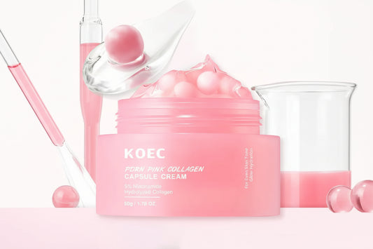 KOEC Pink Collagen Capsule Cream med hydrolyserat kollagen, hyaluronsyra, niacinamid och peptider (lax-DNA). 50 g.